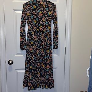 Funnel Neck Floral midi Dress